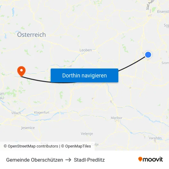 Gemeinde Oberschützen to Stadl-Predlitz map