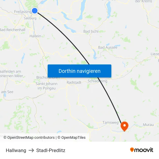 Hallwang to Stadl-Predlitz map