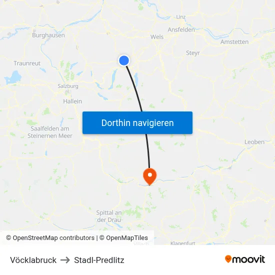Vöcklabruck to Stadl-Predlitz map