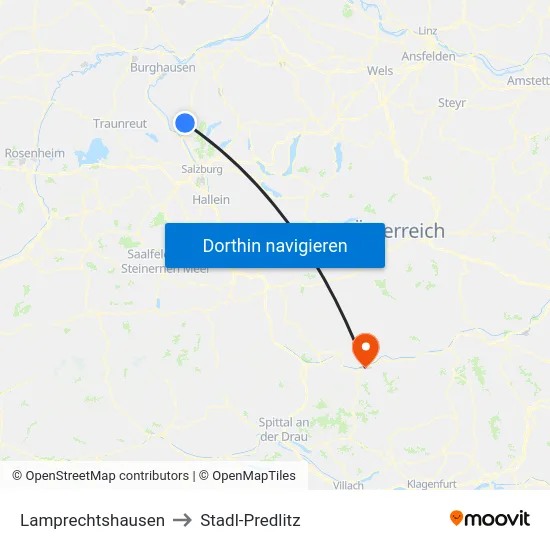 Lamprechtshausen to Stadl-Predlitz map