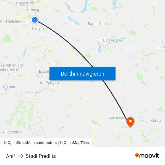 Anif to Stadl-Predlitz map