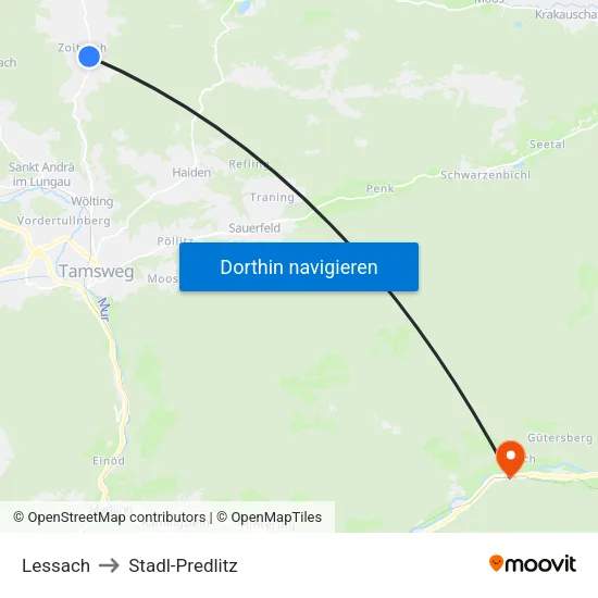Lessach to Stadl-Predlitz map