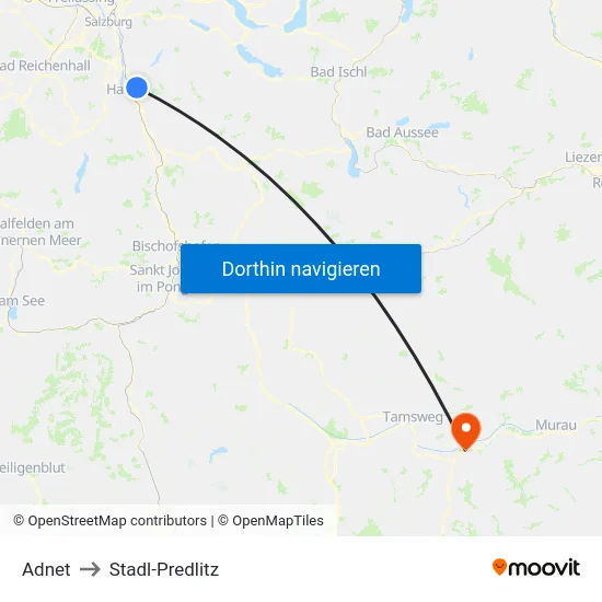 Adnet to Stadl-Predlitz map