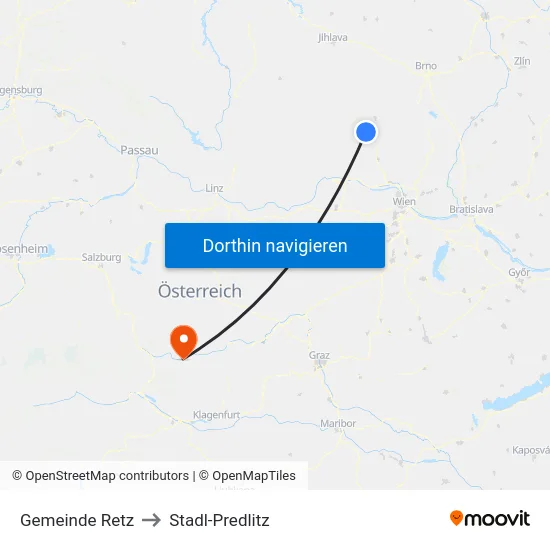 Gemeinde Retz to Stadl-Predlitz map