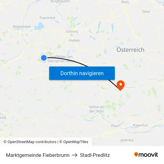 Marktgemeinde Fieberbrunn to Stadl-Predlitz map