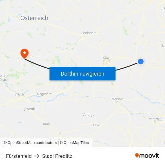 Fürstenfeld to Stadl-Predlitz map