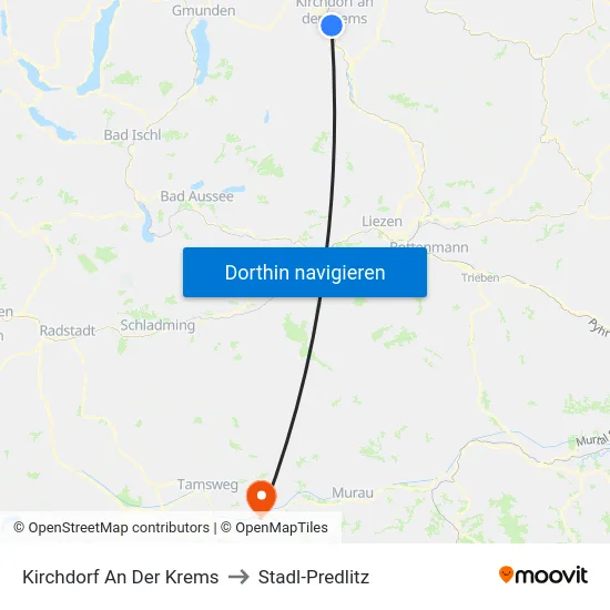 Kirchdorf An Der Krems to Stadl-Predlitz map