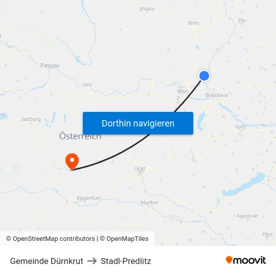 Gemeinde Dürnkrut to Stadl-Predlitz map