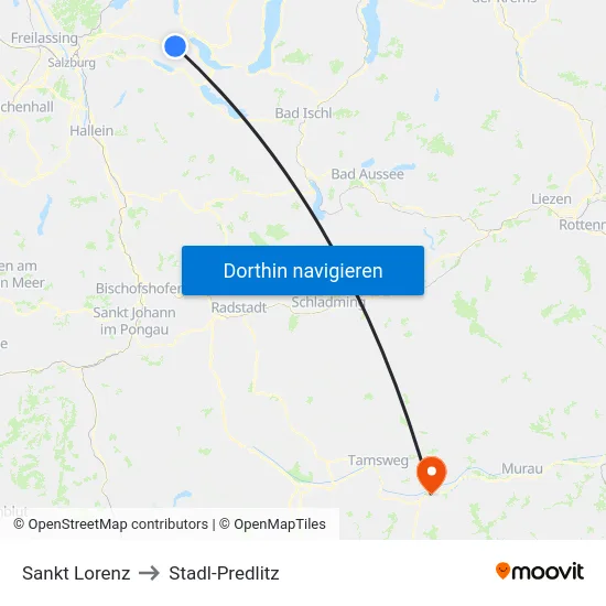 Sankt Lorenz to Stadl-Predlitz map