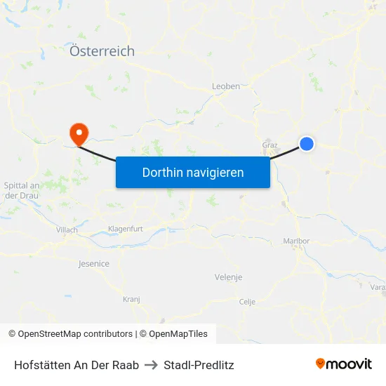 Hofstätten An Der Raab to Stadl-Predlitz map