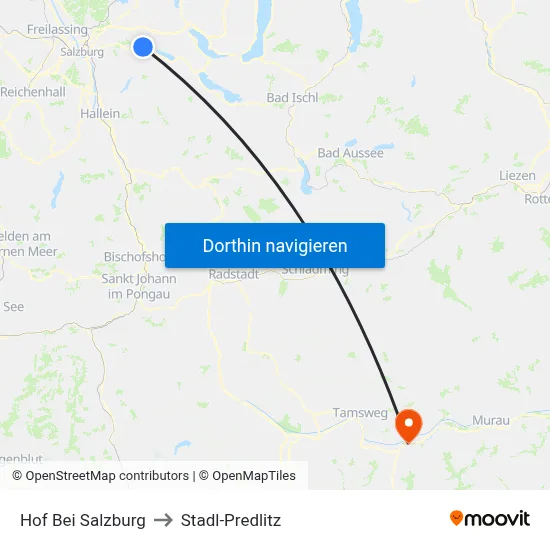 Hof Bei Salzburg to Stadl-Predlitz map