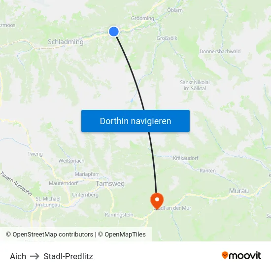 Aich to Stadl-Predlitz map