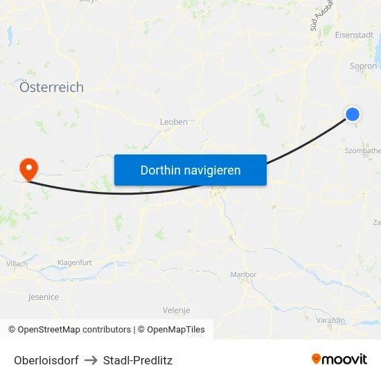 Oberloisdorf to Stadl-Predlitz map