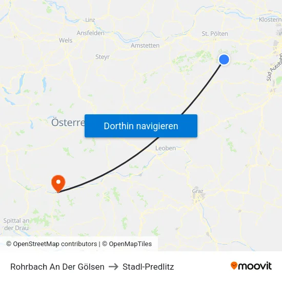 Rohrbach An Der Gölsen to Stadl-Predlitz map