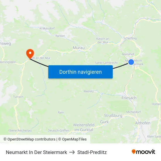 Neumarkt In Der Steiermark to Stadl-Predlitz map