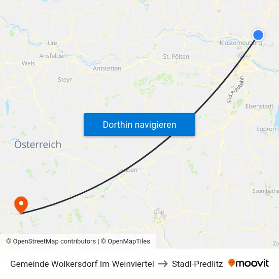 Gemeinde Wolkersdorf Im Weinviertel to Stadl-Predlitz map