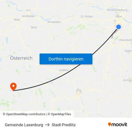 Gemeinde Laxenburg to Stadl-Predlitz map