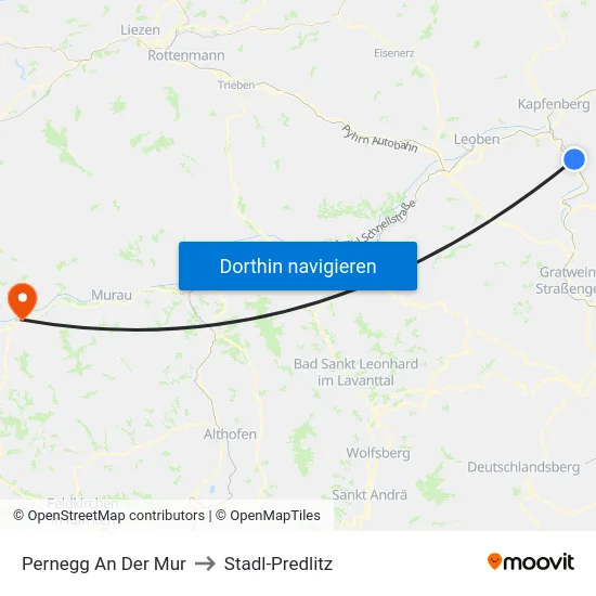 Pernegg An Der Mur to Stadl-Predlitz map
