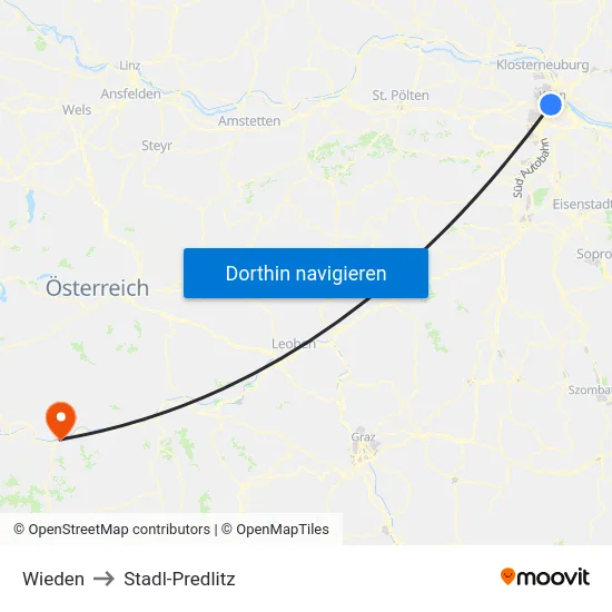 Wieden to Stadl-Predlitz map