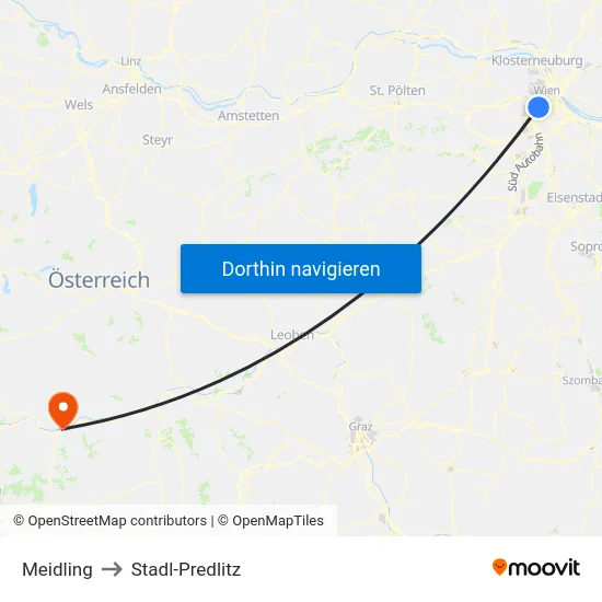 Meidling to Stadl-Predlitz map