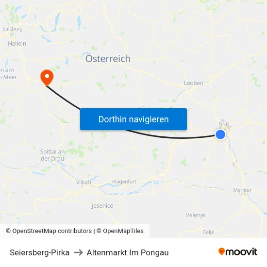 Seiersberg-Pirka to Altenmarkt Im Pongau map