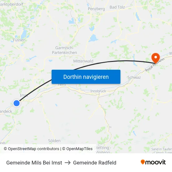 Gemeinde Mils Bei Imst to Gemeinde Radfeld map