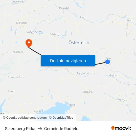 Seiersberg-Pirka to Gemeinde Radfeld map