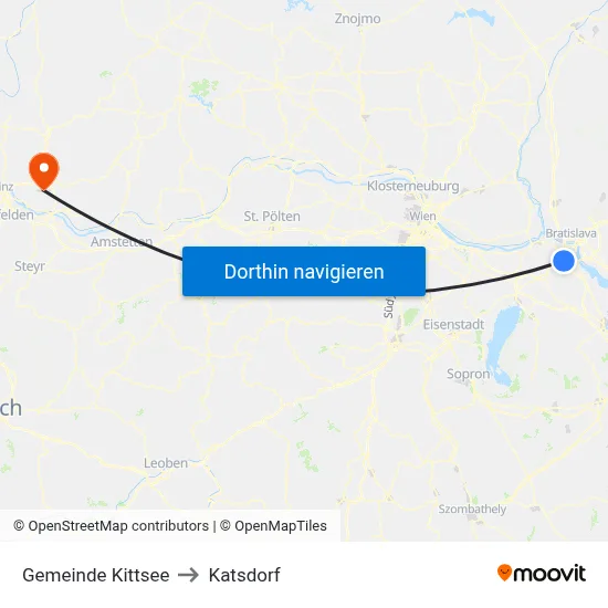 Gemeinde Kittsee to Katsdorf map