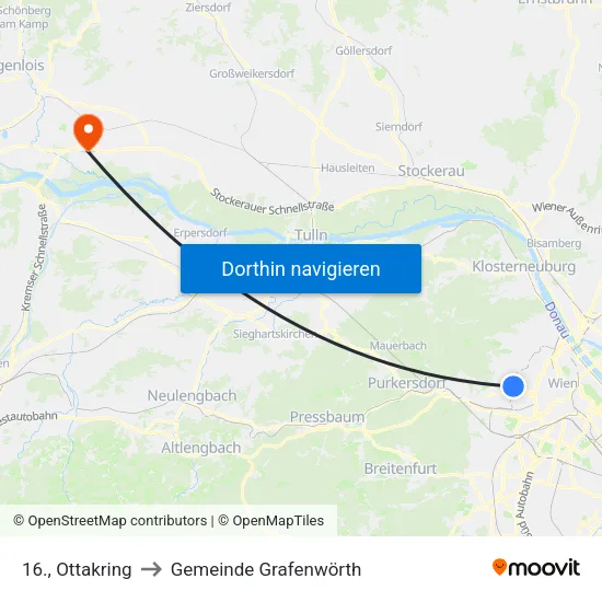16., Ottakring to Gemeinde Grafenwörth map