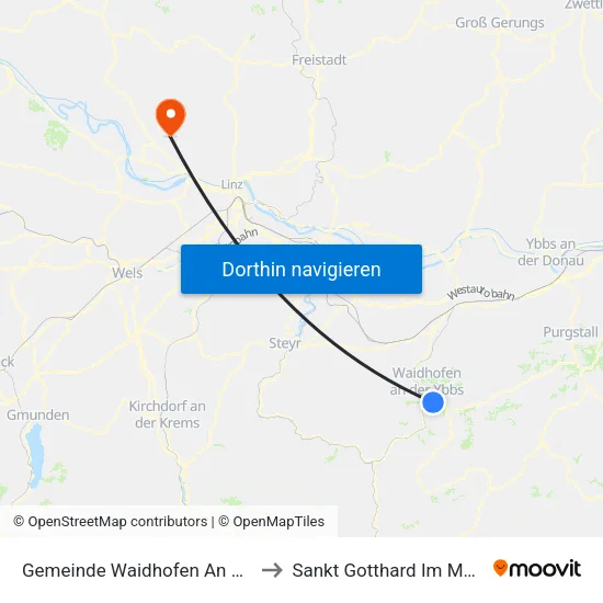 Gemeinde Waidhofen An Der Ybbs to Sankt Gotthard Im Mühlkreis map