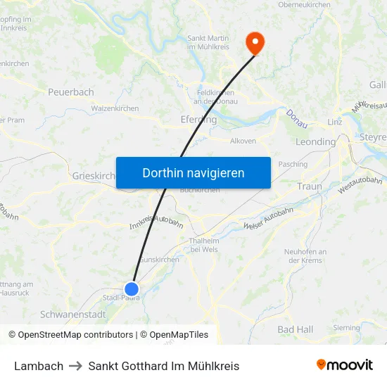 Lambach to Sankt Gotthard Im Mühlkreis map