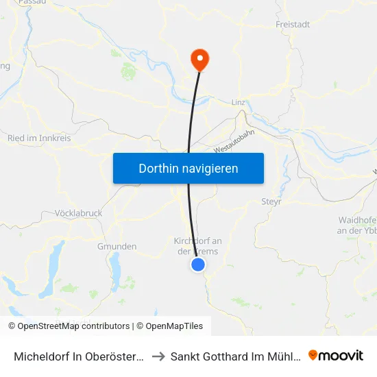 Micheldorf In Oberösterreich to Sankt Gotthard Im Mühlkreis map