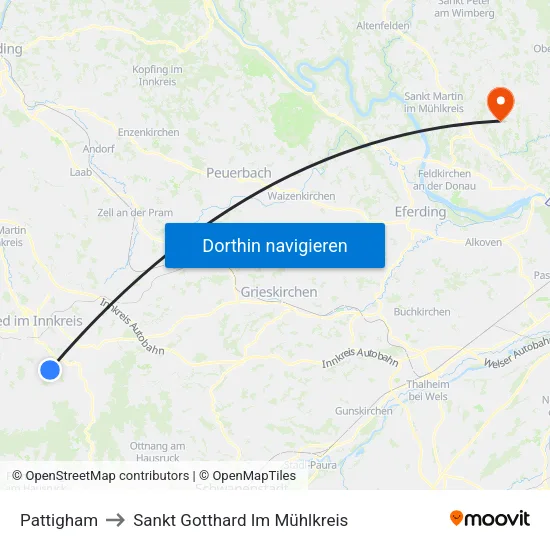 Pattigham to Sankt Gotthard Im Mühlkreis map
