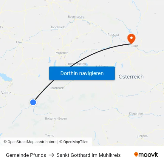 Gemeinde Pfunds to Sankt Gotthard Im Mühlkreis map