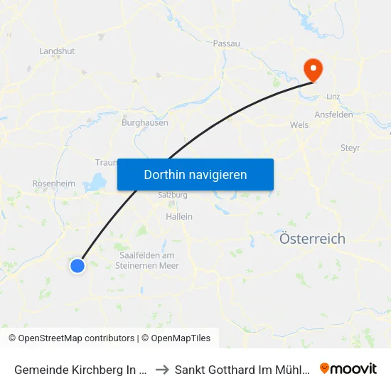 Gemeinde Kirchberg In Tirol to Sankt Gotthard Im Mühlkreis map