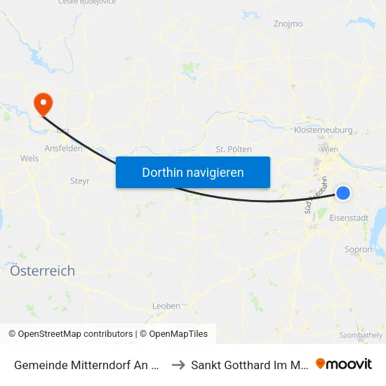 Gemeinde Mitterndorf An Der Fischa to Sankt Gotthard Im Mühlkreis map
