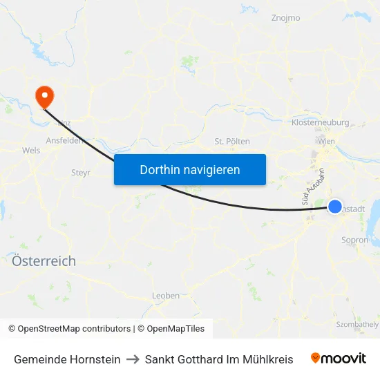 Gemeinde Hornstein to Sankt Gotthard Im Mühlkreis map