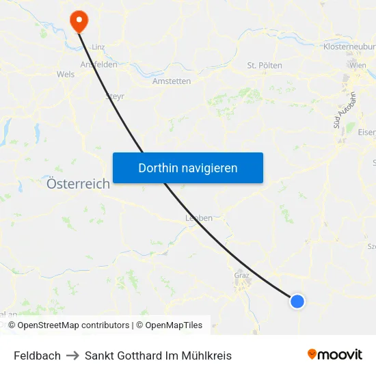 Feldbach to Sankt Gotthard Im Mühlkreis map