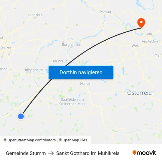 Gemeinde Stumm to Sankt Gotthard Im Mühlkreis map
