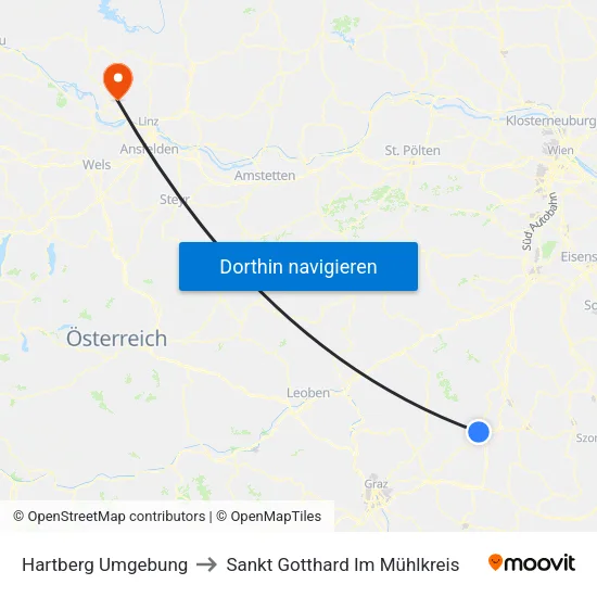 Hartberg Umgebung to Sankt Gotthard Im Mühlkreis map