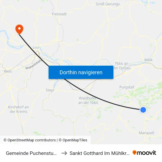 Gemeinde Puchenstuben to Sankt Gotthard Im Mühlkreis map
