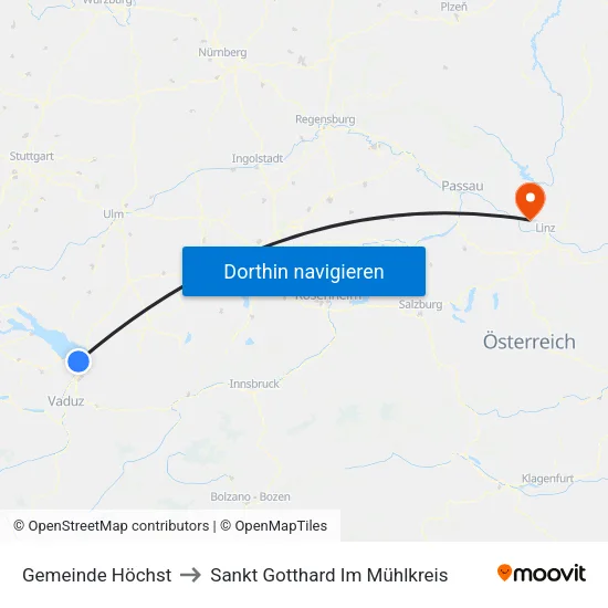 Gemeinde Höchst to Sankt Gotthard Im Mühlkreis map