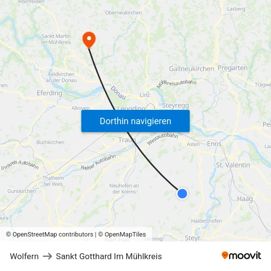 Wolfern to Sankt Gotthard Im Mühlkreis map