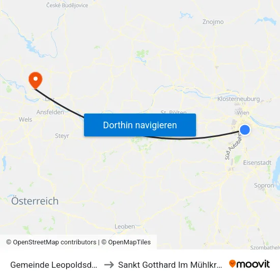 Gemeinde Leopoldsdorf to Sankt Gotthard Im Mühlkreis map