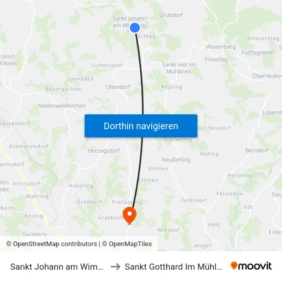 Sankt Johann am Wimberg to Sankt Gotthard Im Mühlkreis map