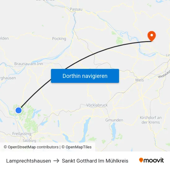 Lamprechtshausen to Sankt Gotthard Im Mühlkreis map