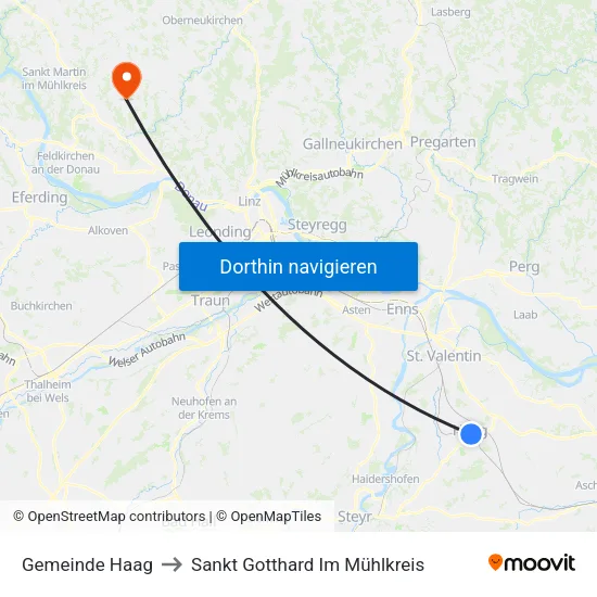 Gemeinde Haag to Sankt Gotthard Im Mühlkreis map
