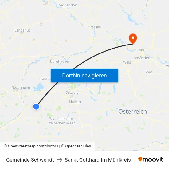 Gemeinde Schwendt to Sankt Gotthard Im Mühlkreis map