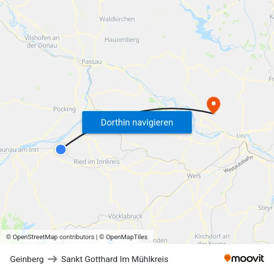 Geinberg to Sankt Gotthard Im Mühlkreis map
