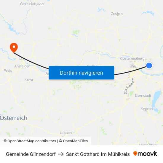 Gemeinde Glinzendorf to Sankt Gotthard Im Mühlkreis map